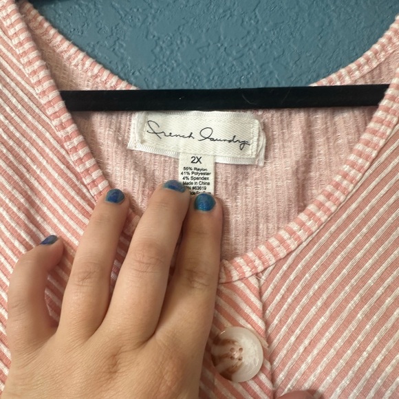 French Laundry pink and white striped tank top - Picture 2 of 2